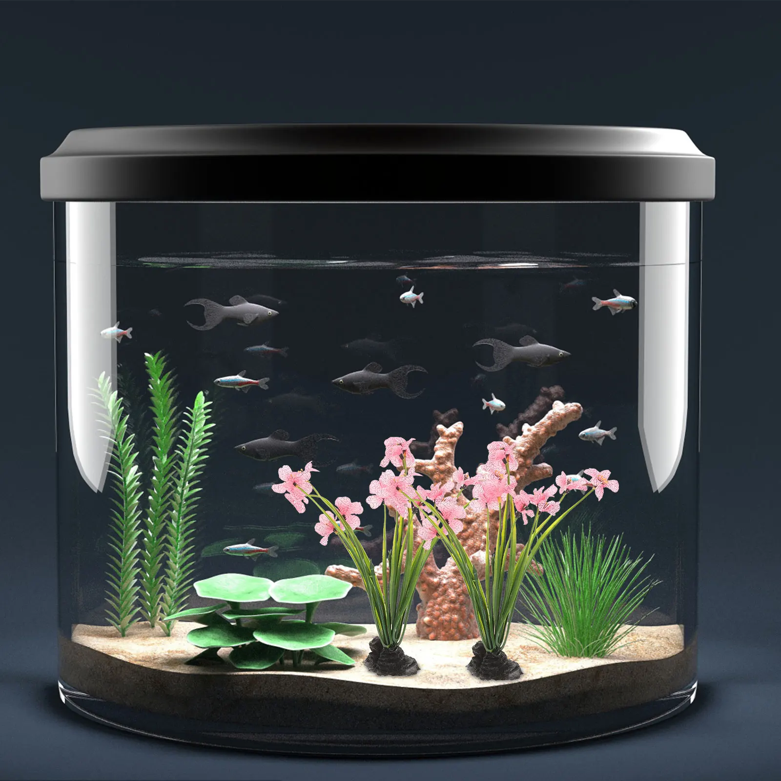 

2Pcs Aquarium Plant Fish Tank Decor Realistic Fake Desktop Aquarium Decoration Household Compact Fish Tank Accessories