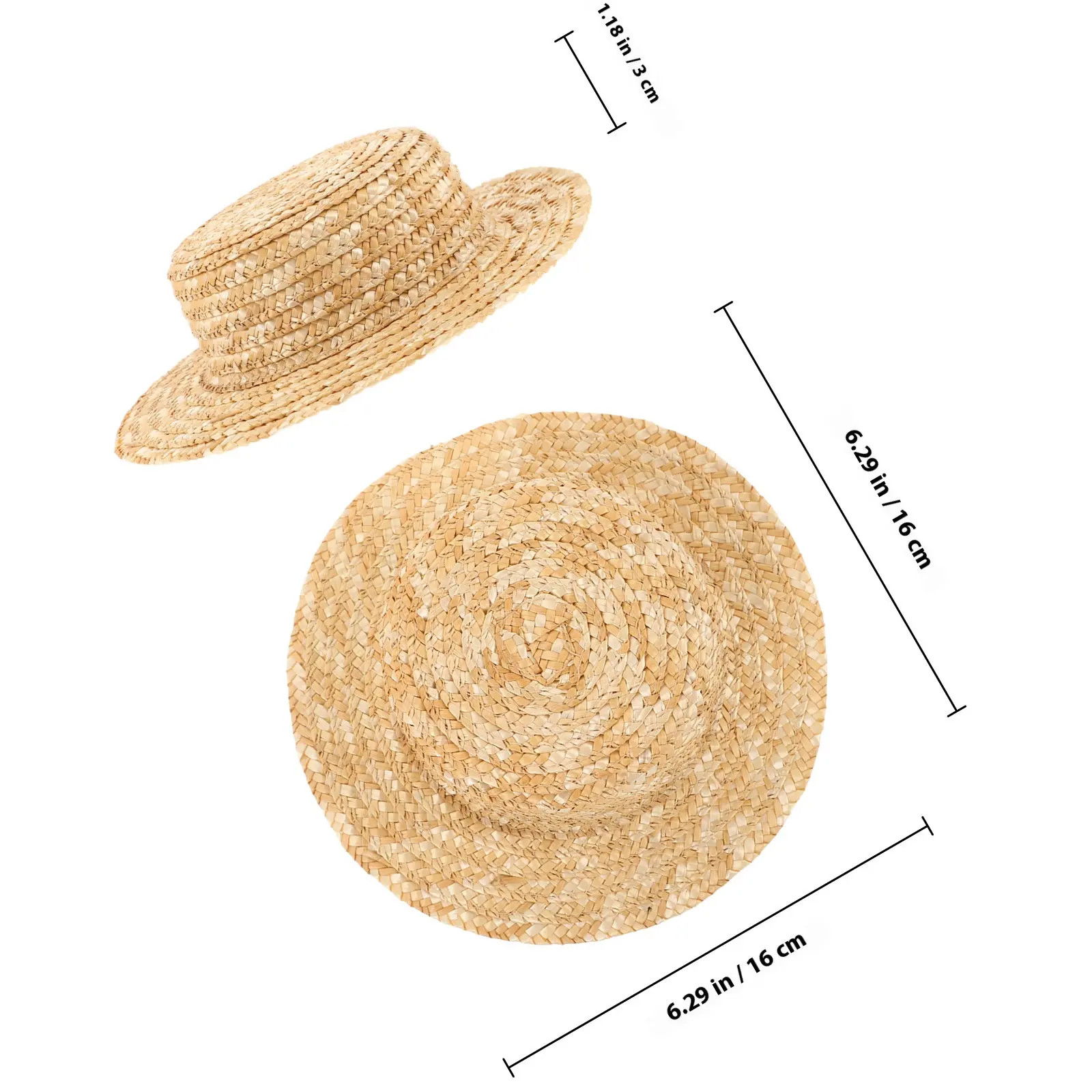 Mini Sombrero de Paja Tejido de 7 cm de Diámetro Interior para Manualidades, Decoración, Accesorios de Fotografía, Adorno de Micropaisaje, Decoración de Mini Casas, Adorable