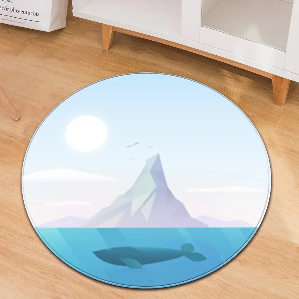 Round Carpet Micro Polyester Machine Washable Home Decor Carpet Moon Ocean Large Round Floor Mat Living Room Desk Carpet Mat