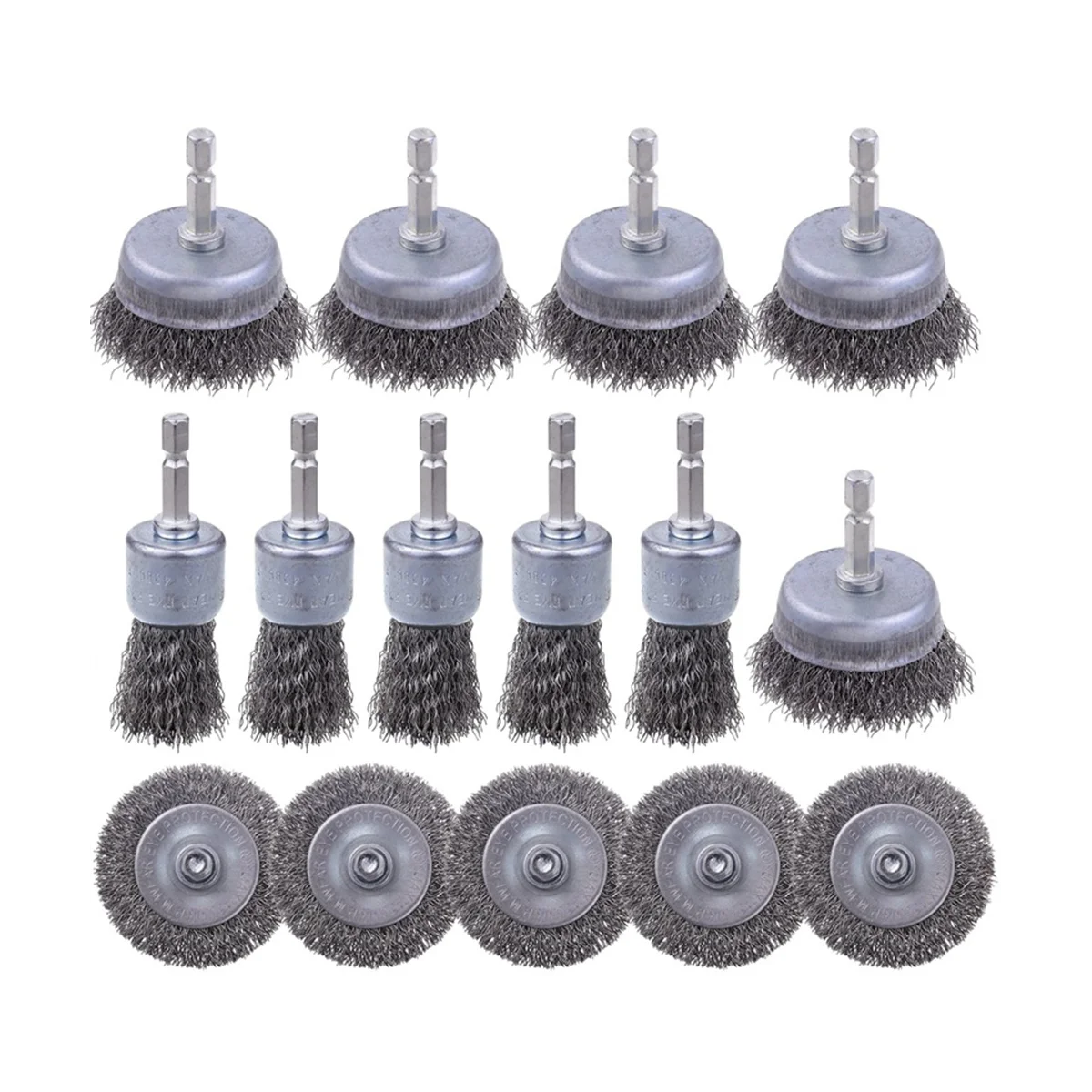 15 Pack Carbon Steel Wire Wheel Brush, Cup Brush, Pen Brush Set for Rust Removal, Corrosion and Scrub Surfaces