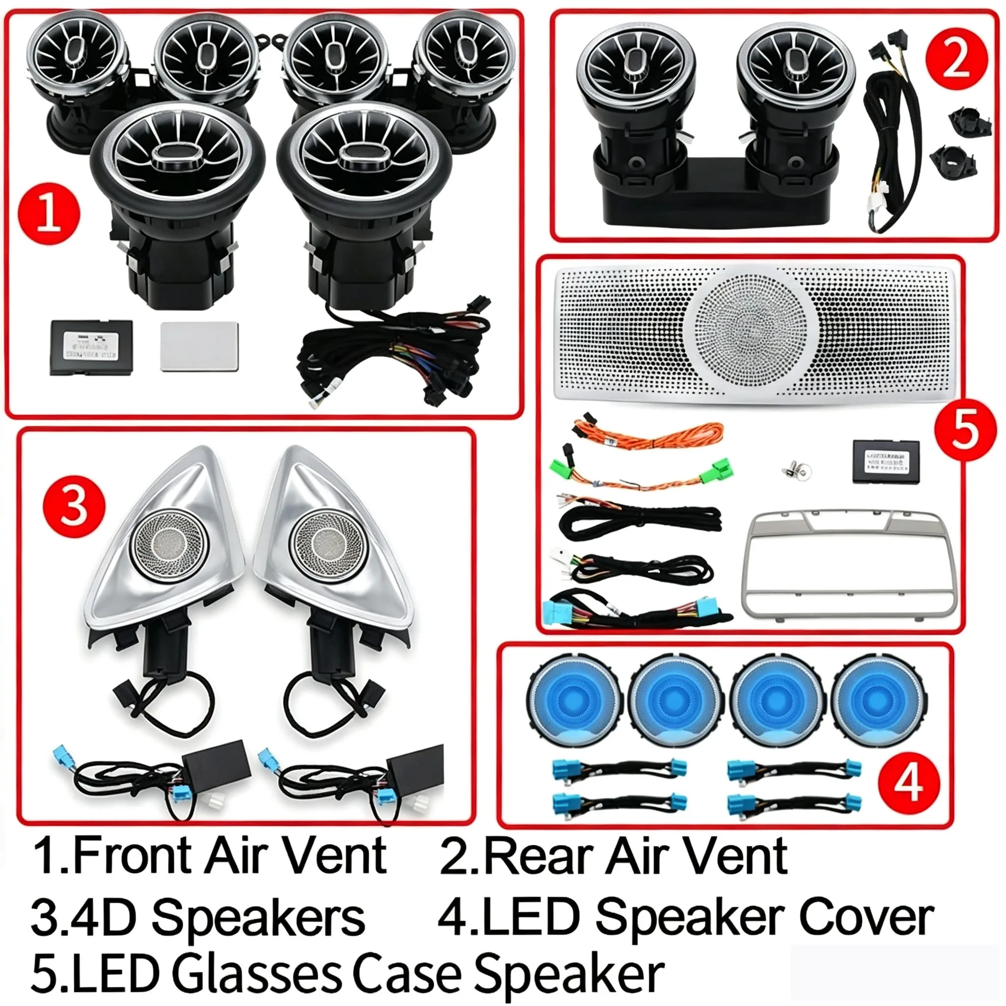 Autowellus For E-Class W213 Air Vents 3D Rotating Tweeter Speaker Coupe AMG E43 E53 E250 Ambient Light 64 Interior