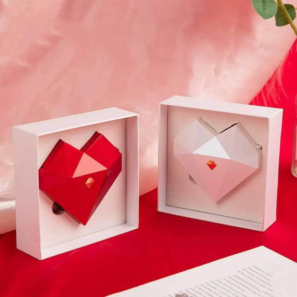 New Heart Shaped Diamond Ring Box Automatic Pop-up Portable Jewelry Box Jewelry Storage Display Case Valentine's Day Gifts