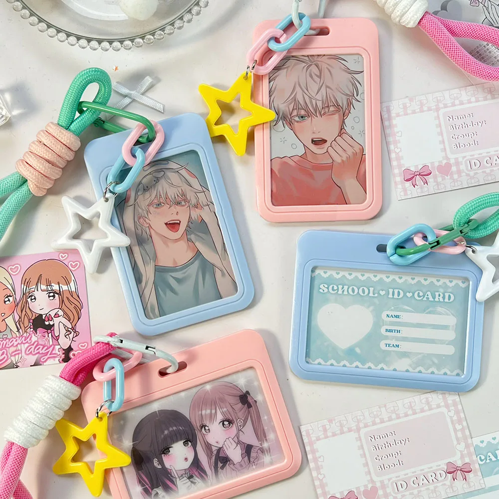 3 Inch Photocard Holder Idol Photo Display Holder With Star Pendant Keychain Picture Protector Sleeves Credit ID Cards Case