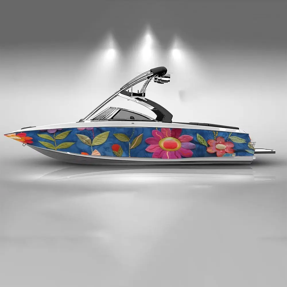 

Strange Flowers Cartoon Colorful Beautiful Boat Sticker Vinyl Ship Pontoon Deck Boat Fishing Decorative Pontoon Boats Decal