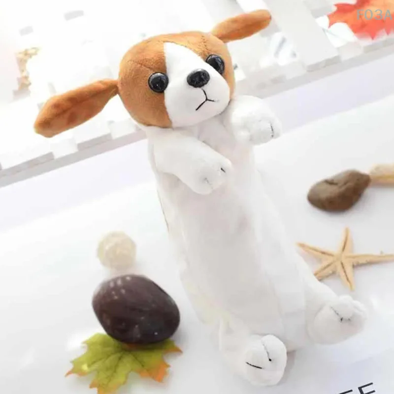 Cartoon Plush Pencil Case Kawaii Plush Dog Puppy School Office Supplies Pencil Bags For Kids Stationery Pencil Box