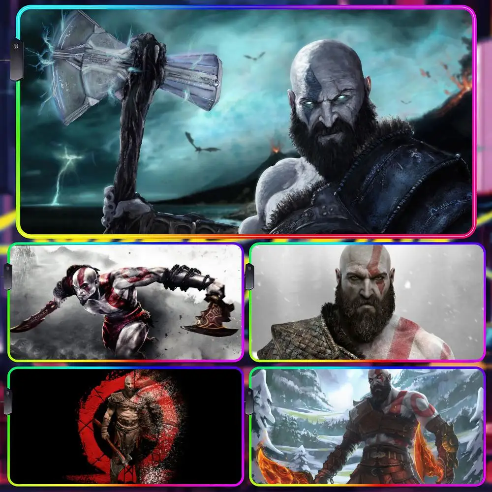 

Large Game God Of War Mouse Pad Gamer Luminescence Led Mouse Pad Gaming Table Rgb Deskmat Keyboard Pc Mousepad