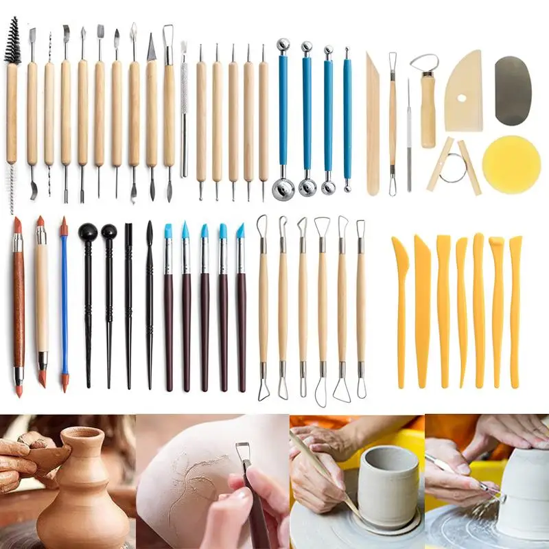 陶器彫刻ツールセットセラミック詳細テクスチャモデリングブレードクレイモデリングステンレス鋼ツールキットカービングホールパンチ