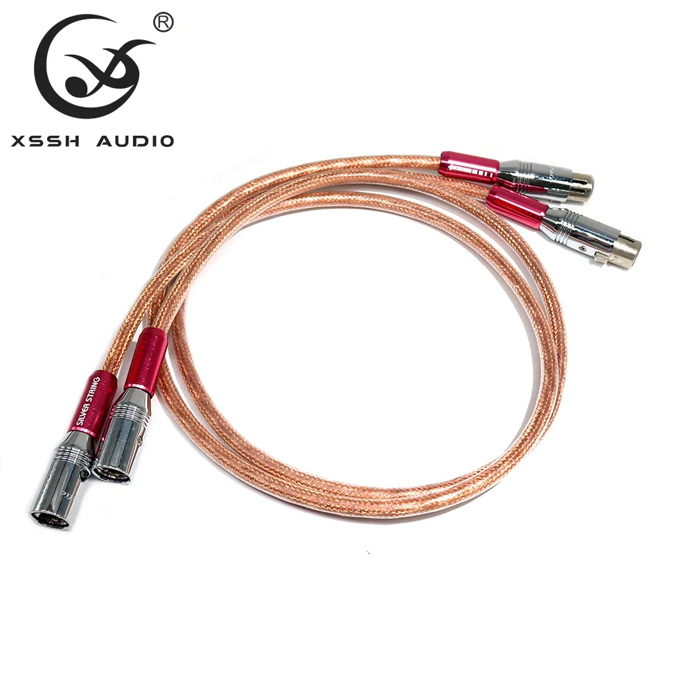 

HiFi XLR Cable OCC Copper Audio Cable With 3 Pins Connector Red Metal Shell Brass Copper Rhodium Plated XLR Socket Plug