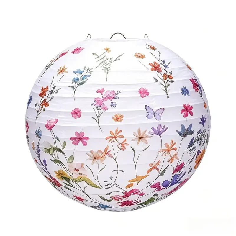 Chinese Paper Lantern Floral Butterfly Print Hanging Decoration Pendant for Wedding Holiday Party Home Decor Ornaments