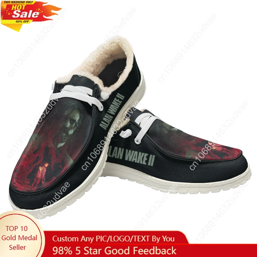 

Alan Wake 2, плюшевая повседневная обувь, обувь на плоской подошве, мужская и женская дышащая повседневная уличная легкая обувь, пара обуви на заказ