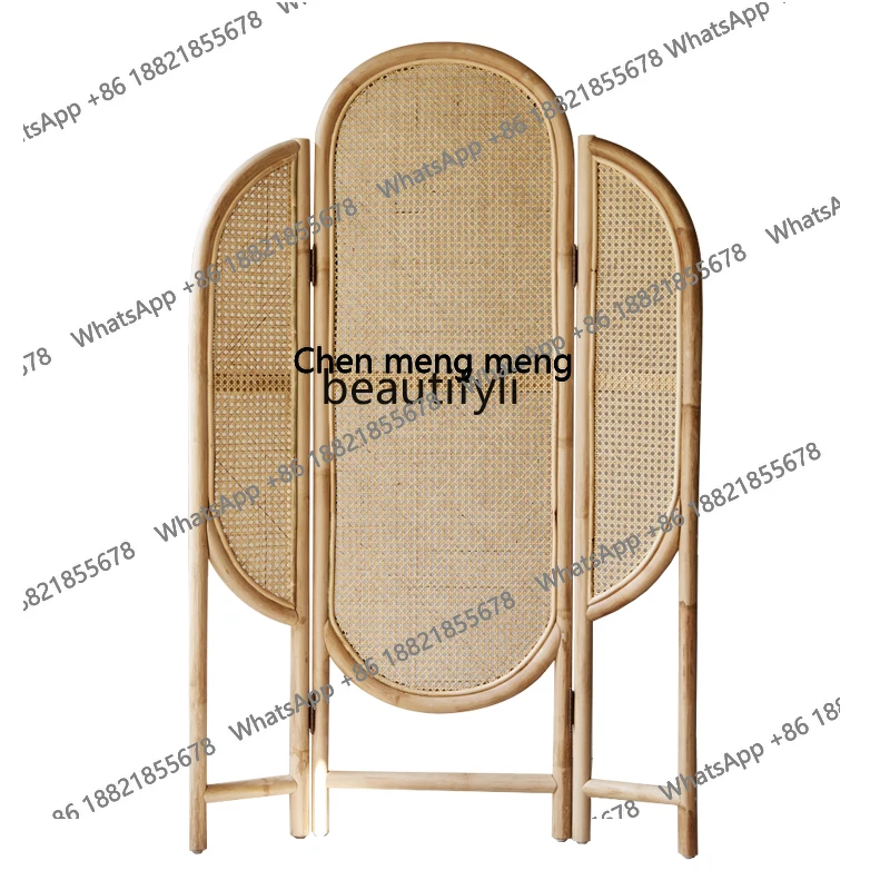 

Creative Japanese-style homestay handmade rattan folding screen screen partition wall simple and modern, mobile folding screen H