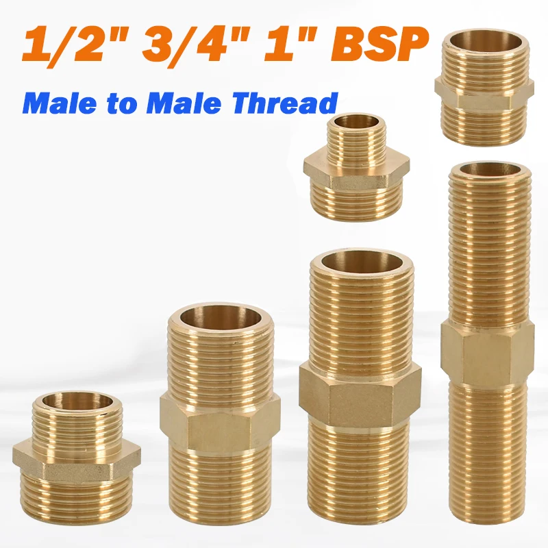 1/2" 3/4" 1" BSP Messing Fitting Rohr Außengewinde Sechskantnippel Gleich gerader Reduzierstück aus Kupfer