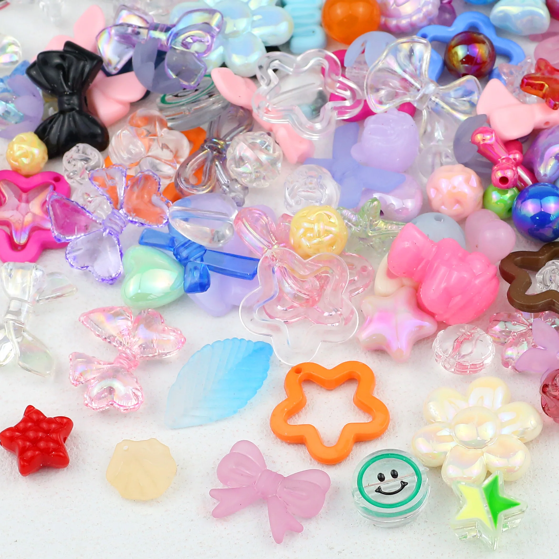 60g Acryl Bögen Multi-stil Gemischte Blume Spacer Lose Perlen Für Schmuck Machen Armband DIY Handy Kette Zubehör