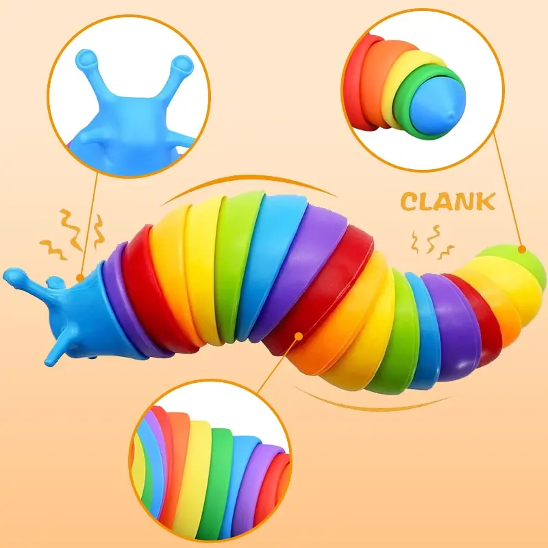 Multicolour Slug Decompression Toy Bionic Vent Anxiety Sensory Toys for Children and Worker Team Gift Party Stress Relief Toy