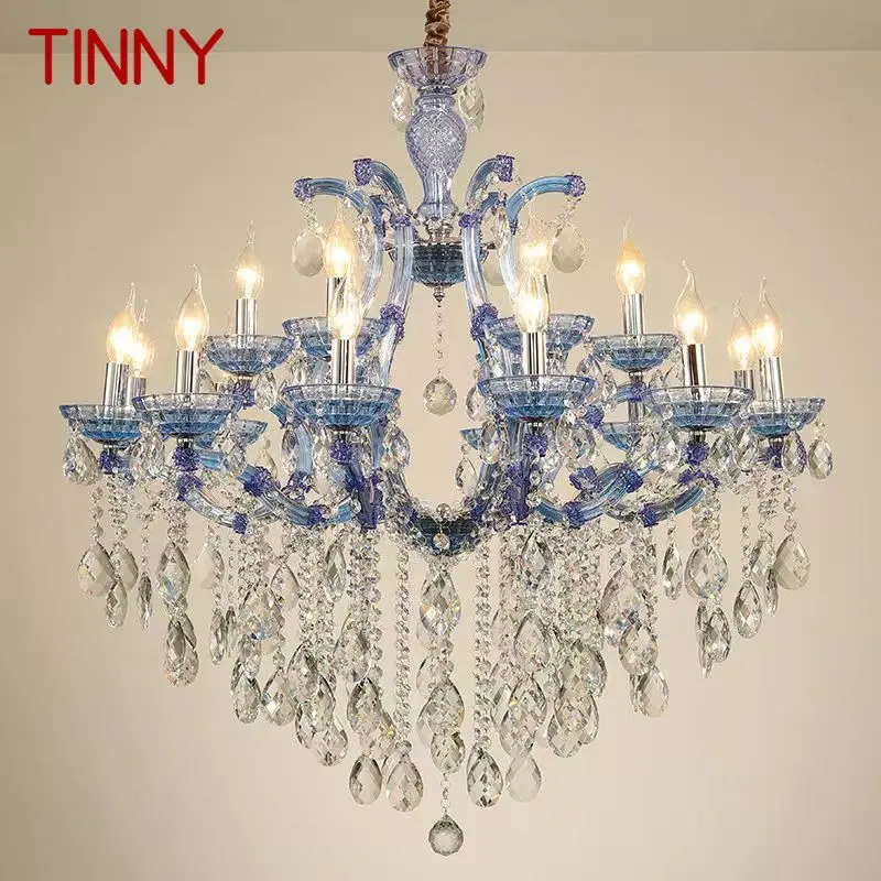 

TINNY LuxuriousCandle Pendent Lamp European Style Crystal Lamp Art Living Room Restaurant Villa Staircase Duplex Building