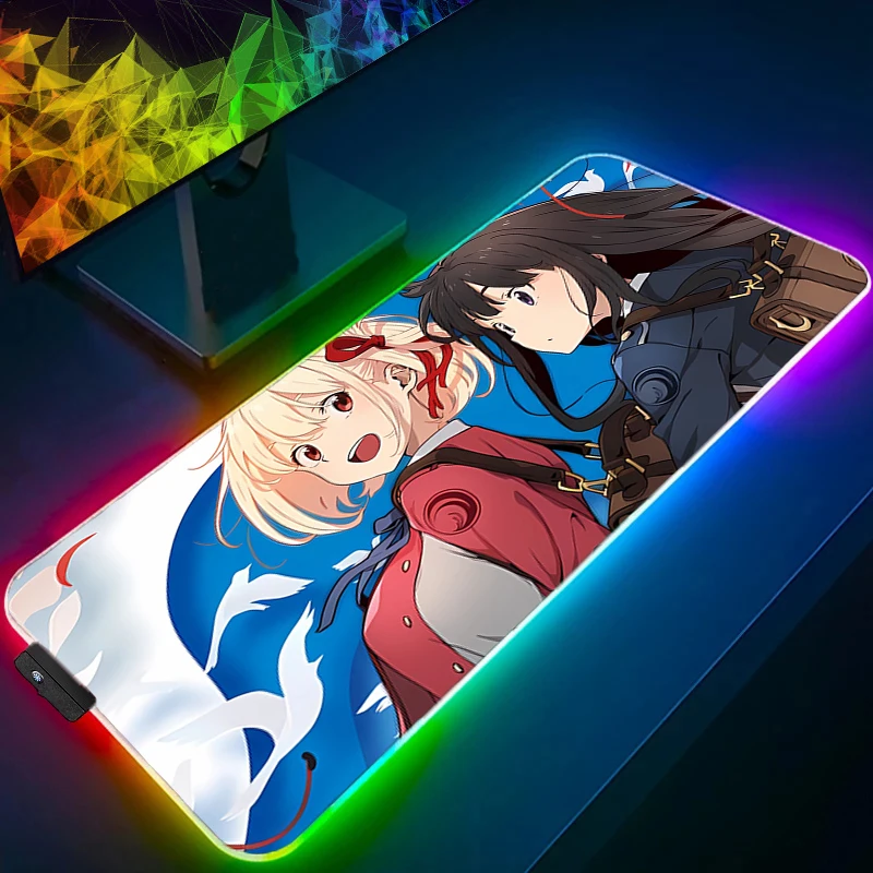 Mouse Pad Kawaii Gaming Accessories RGB Notbook Computer Speed Mini LED PC L-lycoris R-recoil Gamer Keyboard Desk Mat Mousepad