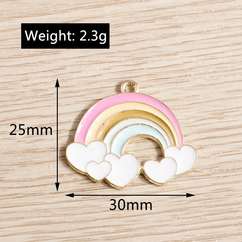 10pcs 30x25mm Colorful Enamel Rainbow Charms Pendants for Jewelry Making Necklaces Drop Earrings Keychains DIY Crafts Supplies