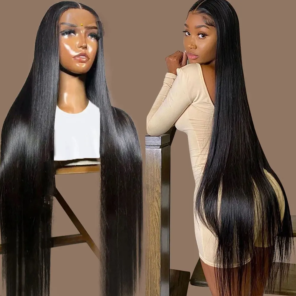 Rosabeauty Nature Color Straight Lace Front Wig Human Hair 250% 13X4 Frontal 5X5 Glueless Ready to Wear Wigs For Women 40 Inch