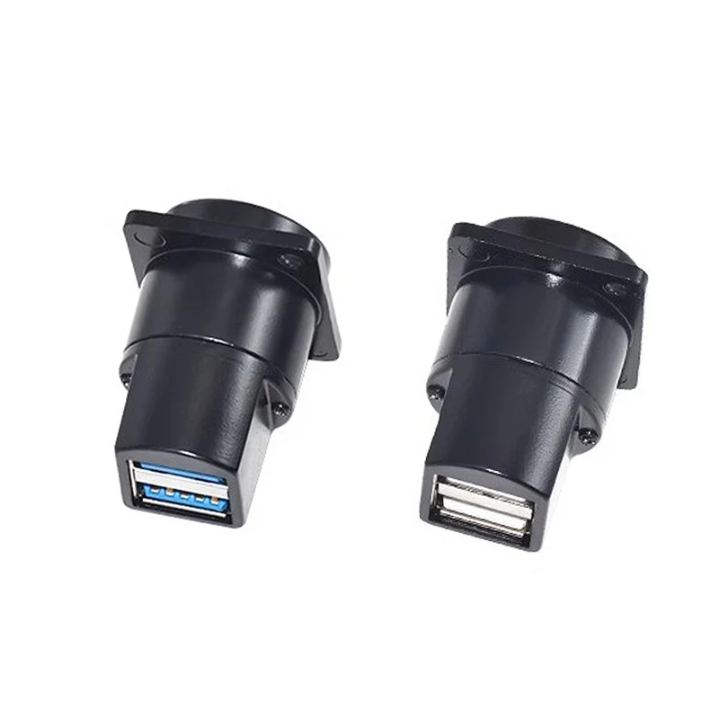 

1PC D Type Metal Double-Row USB Socket Female To Female USB 2.0 3.0 Connector Panel Mounting Black
