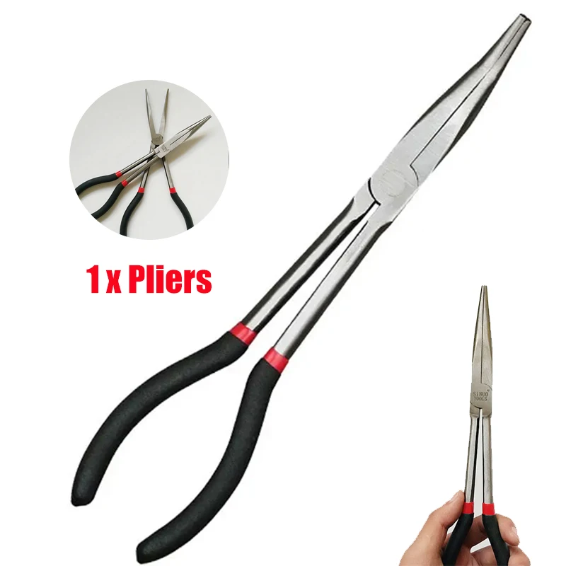 Alicate de Pesca Multifuncional Prático Curva Reto Punho Longo Garra de Aço Carbono 1pc