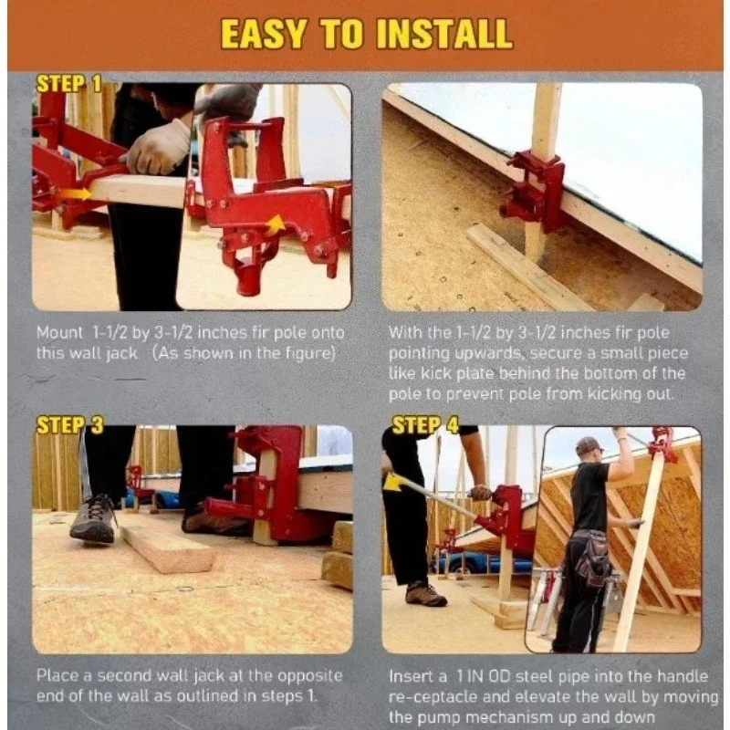 Portable Wood Wall Jack, Heavy Duty Lifting Support Tool for Framing Construction Wall Installation