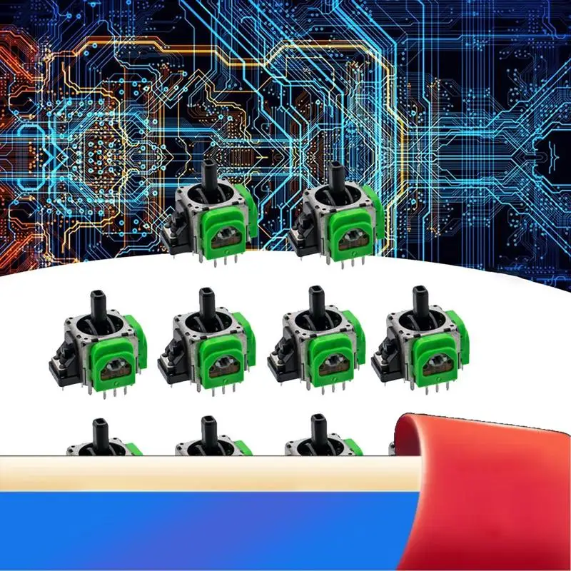 

10 PCS For PS5 Hall Electromagnetic Joystick Potentiometer Green Metal+Plastic Adjustable Electromagnetic IC Joystick-X62A