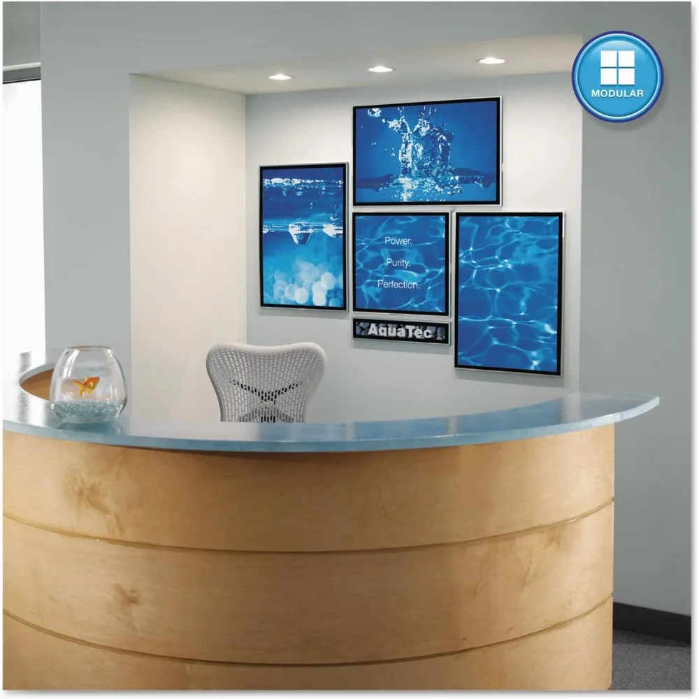 Ensemble de tableau blanc magnétique modulaire, 34 x 23, avec plateau et marqueur, cadre argenté