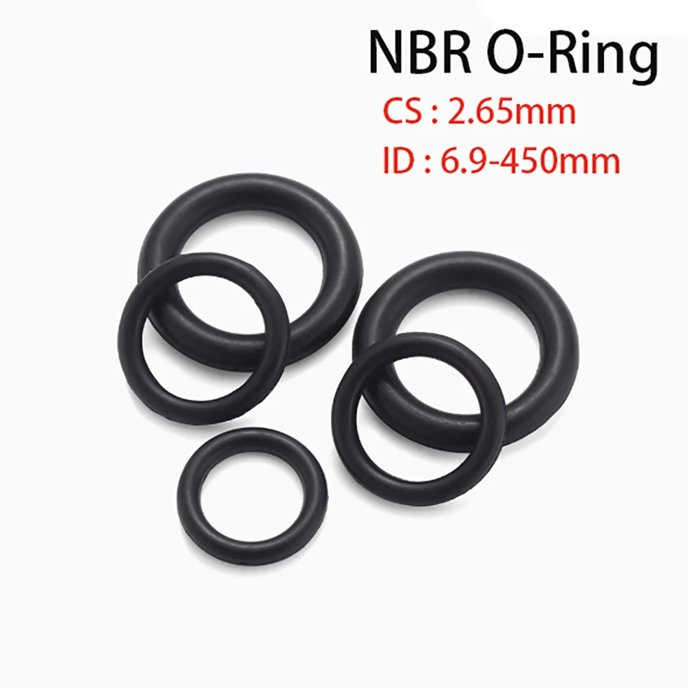 

CS 2.65mm Wire Diameter Black NBR Rubber O-Ring Gaskets ID 6.9/8/9/10/11/12-450mm O-Rings Oil Resistant Acid & Alkali Resistant