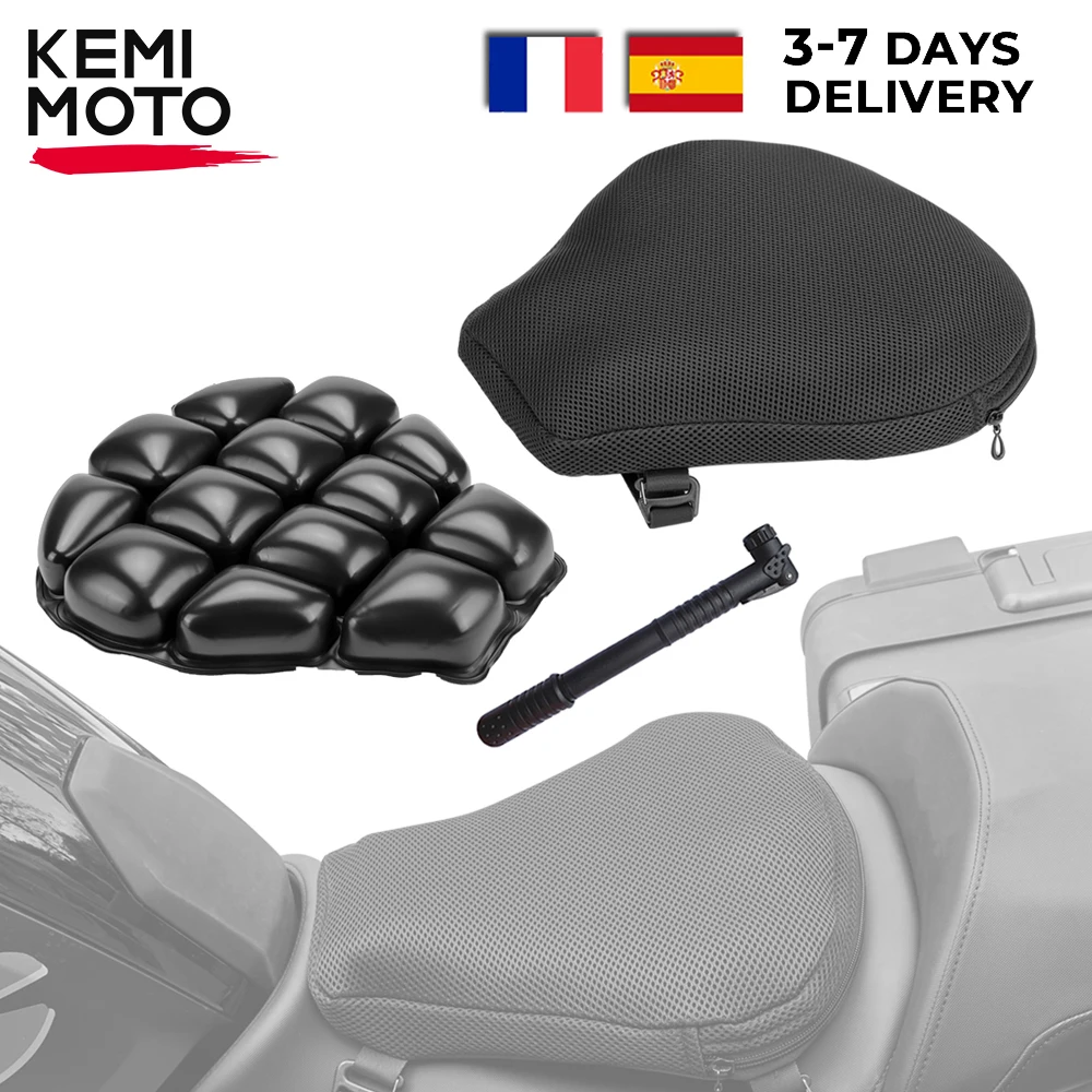 KEMiMOTO Motorcycle Air Pad Seat Cushion Cover Universal For CB600 Z750 Z900 For R1200GS R1250GS F800 For GSXR 600 750 For ATV