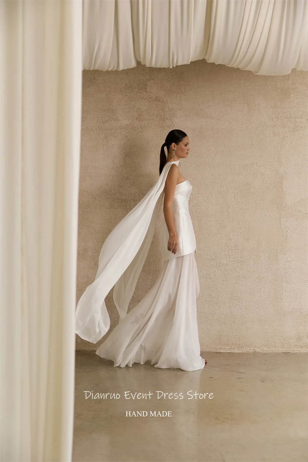 Dianruo Illusion Ribbons Wedding Dress A Line Strapless Bridal Vestido De Noiva Handmade A Line 2026 Evening Dresses Customized