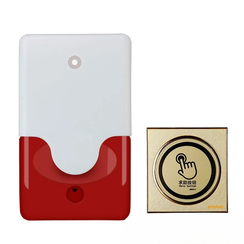Alarma de sonido y luz para baño de 220V, botón de ayuda para inodoro, dispositivo de señalización, alarma para instalaciones sin barreras.