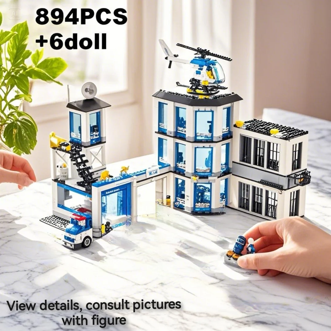 

City Police Station Guard Building Blocks 60141 Helicopter Car SWAT Prison Figures Bricks Educational Toys Gift For Children Boy