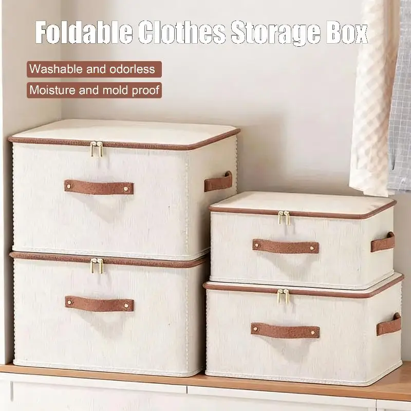 With Zipper Wardrobe Organizer For Home Portable Space-Saving Durable Foldable Clothes Storage Box