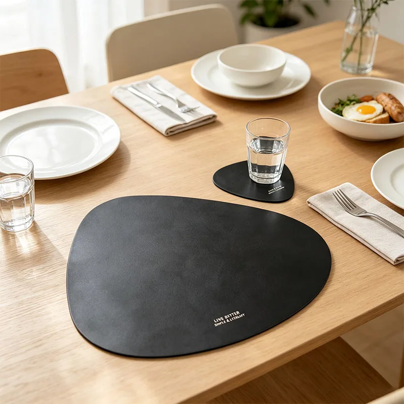 2/4/8/12pcs Soft Leather Placemat with Stain Proof Non Slip Design Free Coaster for Home Restaurant Kitchen Office Mouse Pad