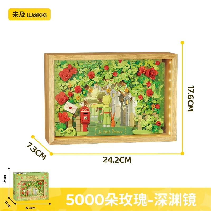 Novo pequeno príncipe blocos de construção abismo espelho moldura da foto construção acessórios desktop montagem quebra-cabeça brinquedo modelo presente