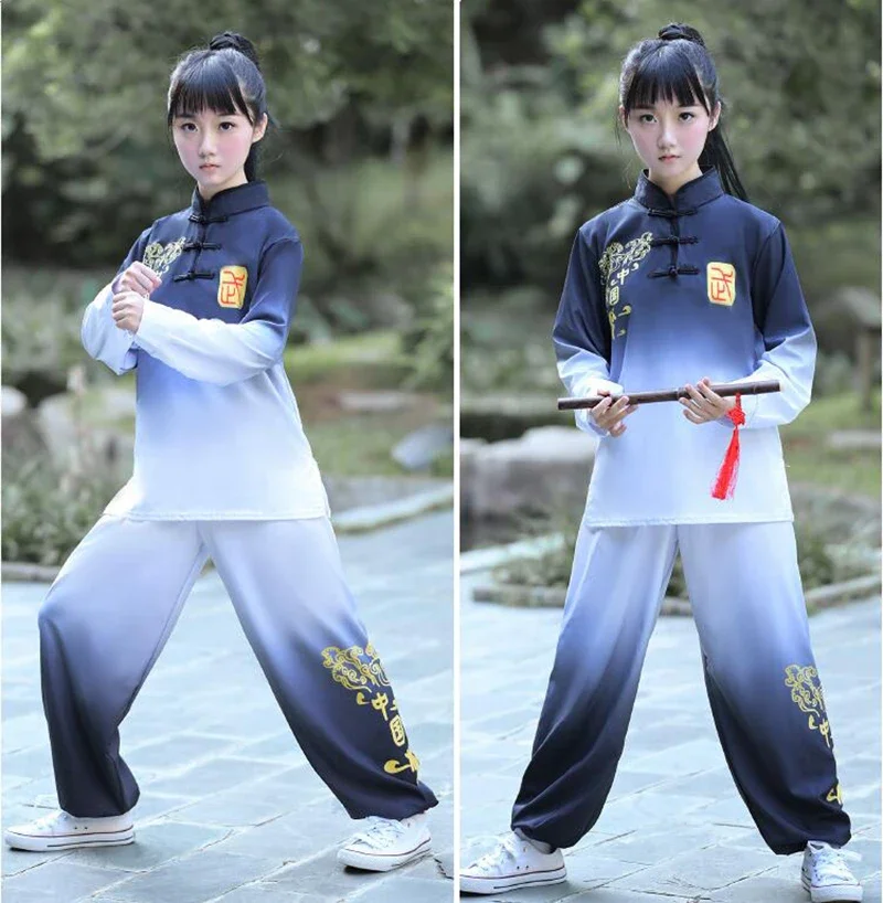 Uniforme tradicional chino de Kungfu para niños, traje de Wushu, Wing Chun, Tai Chi, traje de rendimiento de artes marciales folclóricas, conjunto