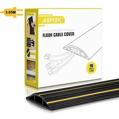 Floor Cord Covers, Floor Cable Protector 3m 3 Channels Contains Cords, Cables