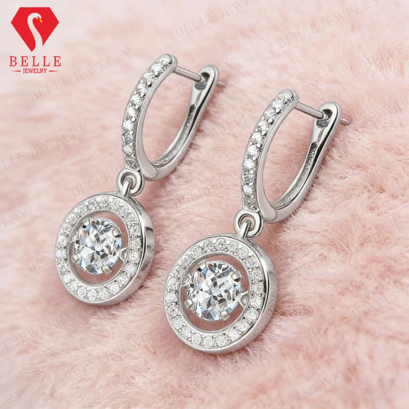 

Moissanite Round Moving Stud Earrings 5mm-6.5mm 925 Sterling Silver With GRA Fashion Design Jewelry for Women Daily Party Wear