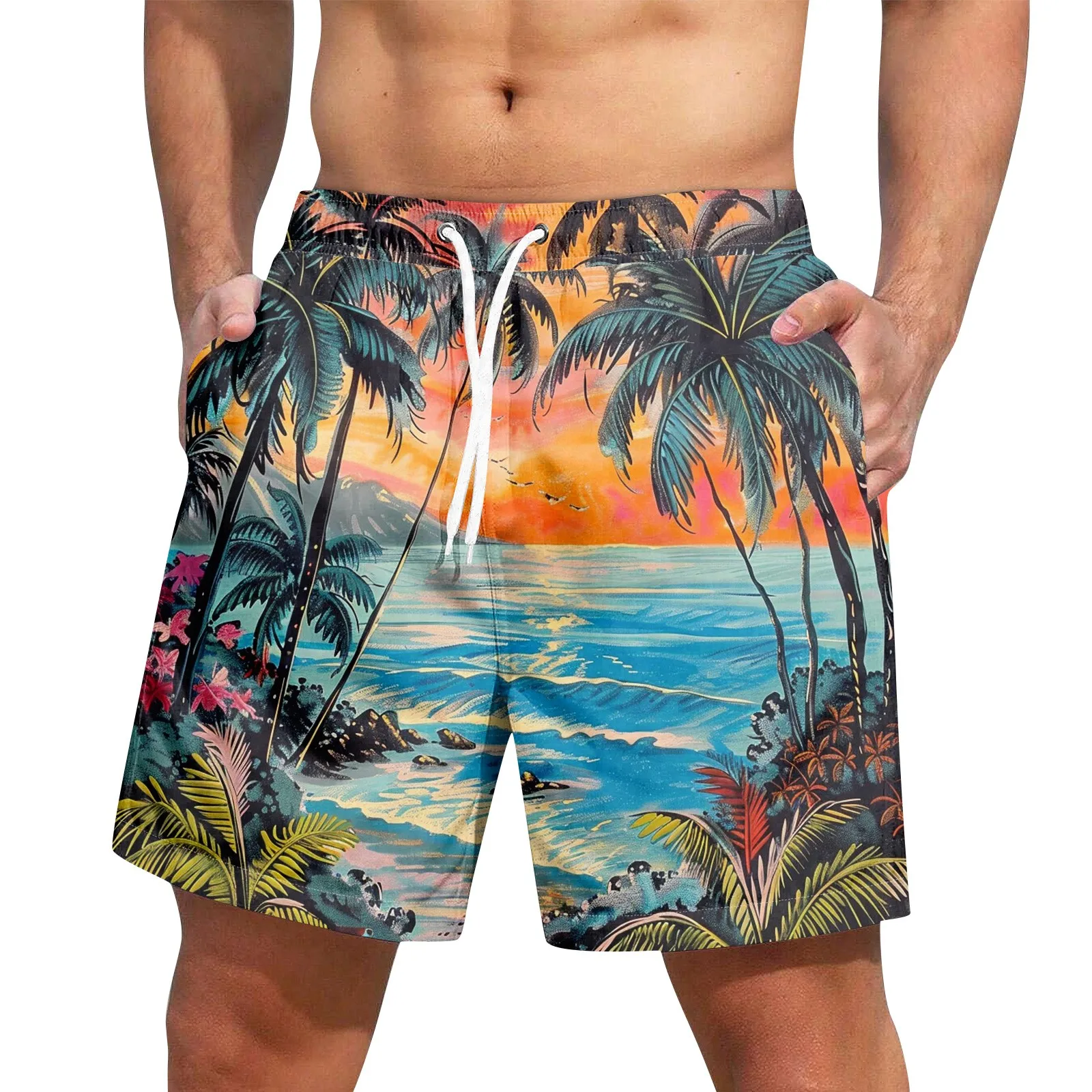 Pantaloncini da surf con stampa hawaiana Pantaloncini da bagno moda uomo Tronco Pantaloni sportivi Slip da uomo Costume da bagno Beach Short Boy