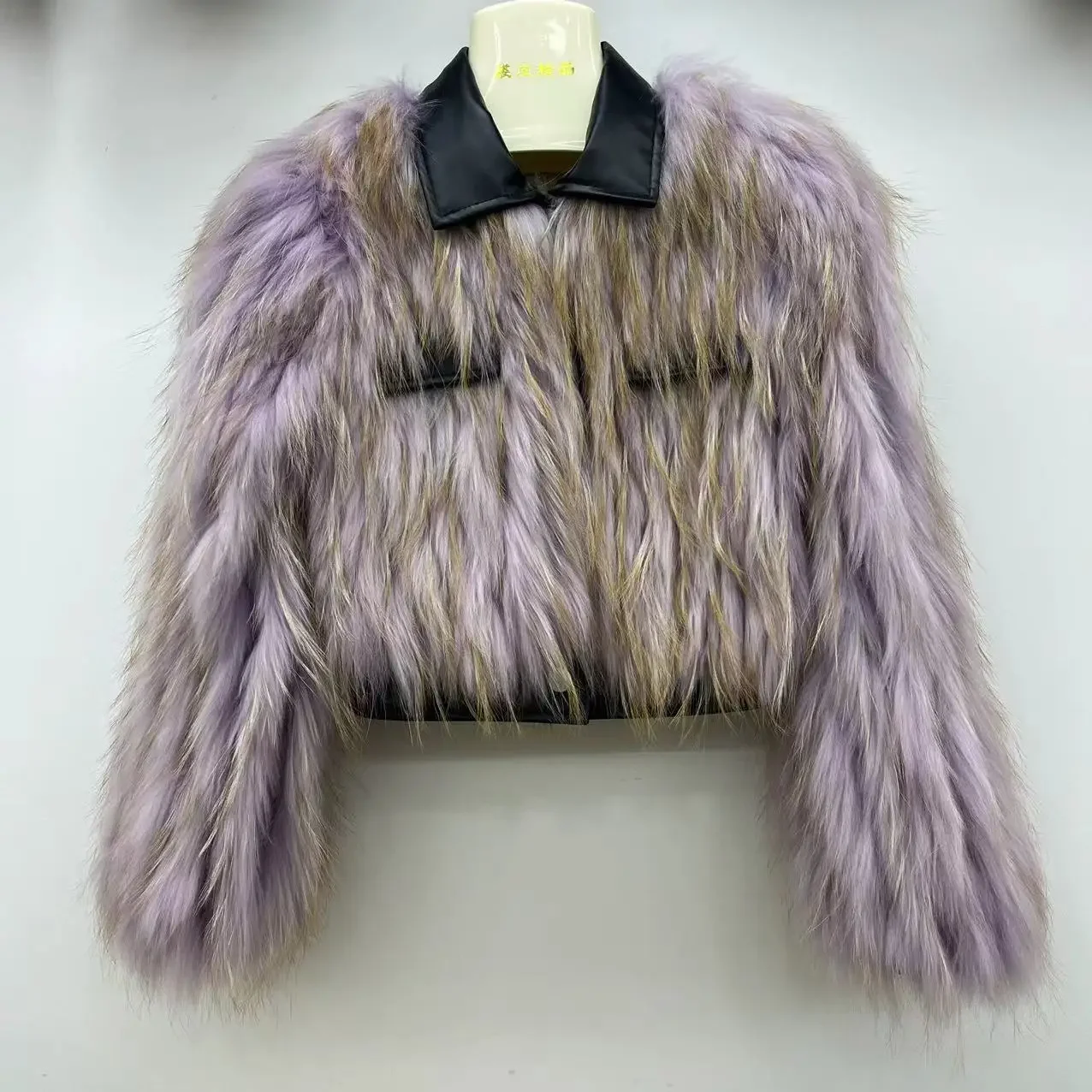 winter natural raccoon fur Fur Strip Sewed Toghter jacket women's short style furry fur jacket thick warm party Fashion Popular