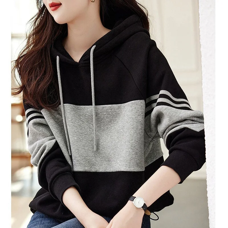 

Fashion Hooded Spliced Loose Korean Hoodies Female Clothing 2023 Autumn New Oversized Casual Tops All-match Commute Sweatshirts