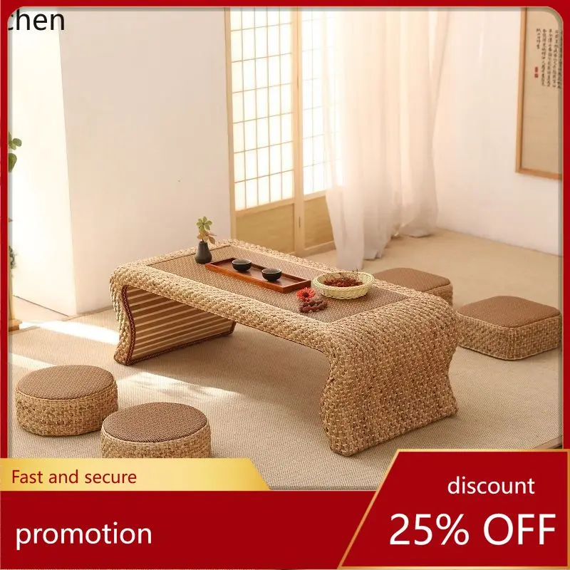 HXL Rattan Tea Table Low Window Tea Kang Table Floor Small Table