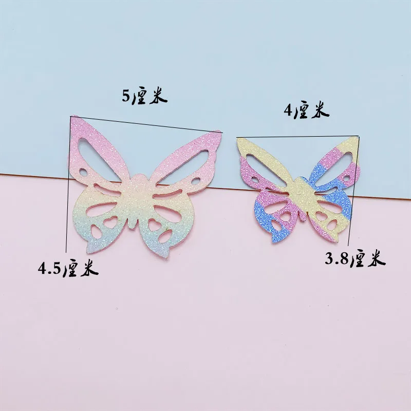 Double Gradient Bow Padded Patches, Appliques for Clothes, Sewing Supplies, DIY Hair Decoration, 4x3.8cm, 40 PCs/Lot