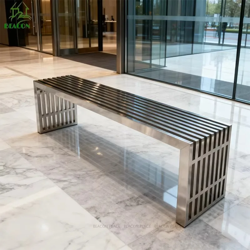 Wholesale Outdoor Street Furniture Stainless Steel Patio Leisure Park Bench Seat Wood Public Bench
