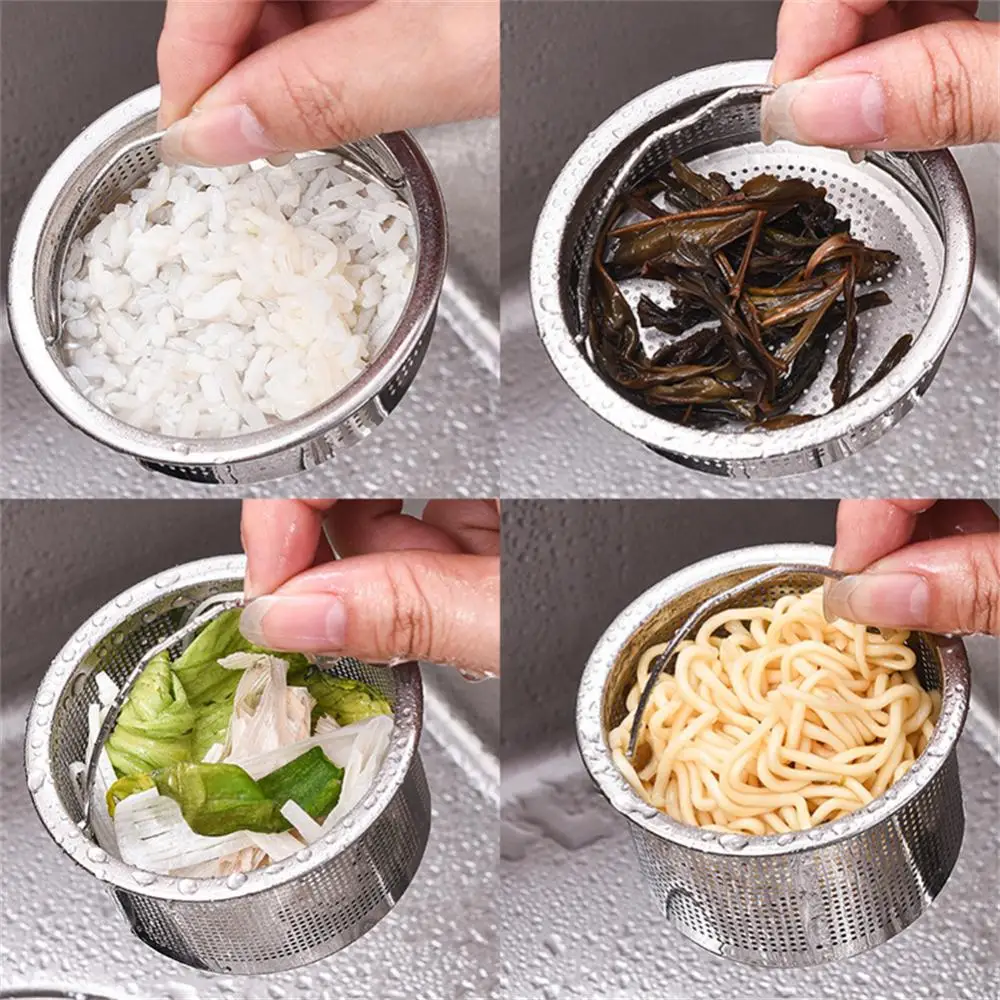 1~5PCS Drain Strainer 304 Stainless Steel With Handle Fine Mesh Water Basin Sink Anti-clogging Cleaning No Smell Draine