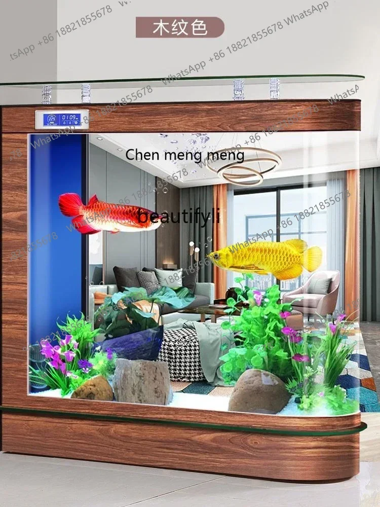 200302Glass Small and Medium-Sized Ecological Screen Living Room Home Automatic Water Circulation Floor Fish Tank