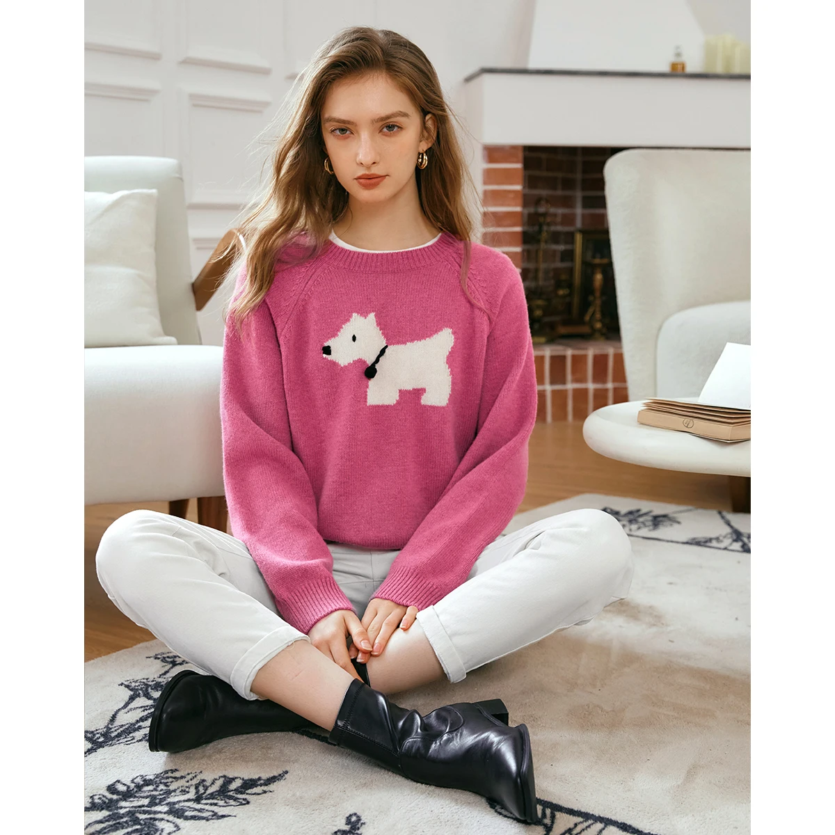 Oriel レディース フレンチ プルオーバー セーター 2025 秋 O ネック かわいい刺繍セーター 長袖ニット ジャンパー 女性 O57QM93358