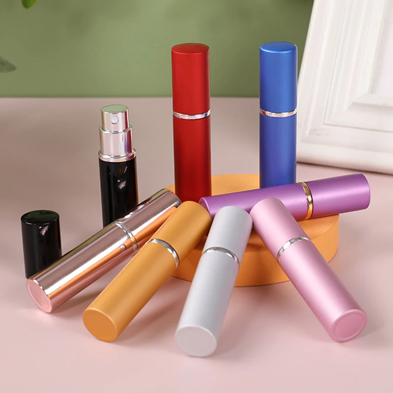 10 pçs 5ml garrafa de perfume de alumínio vazio com funis & dispensador recarregável perfume atomizador portátil viagem spray garrafas