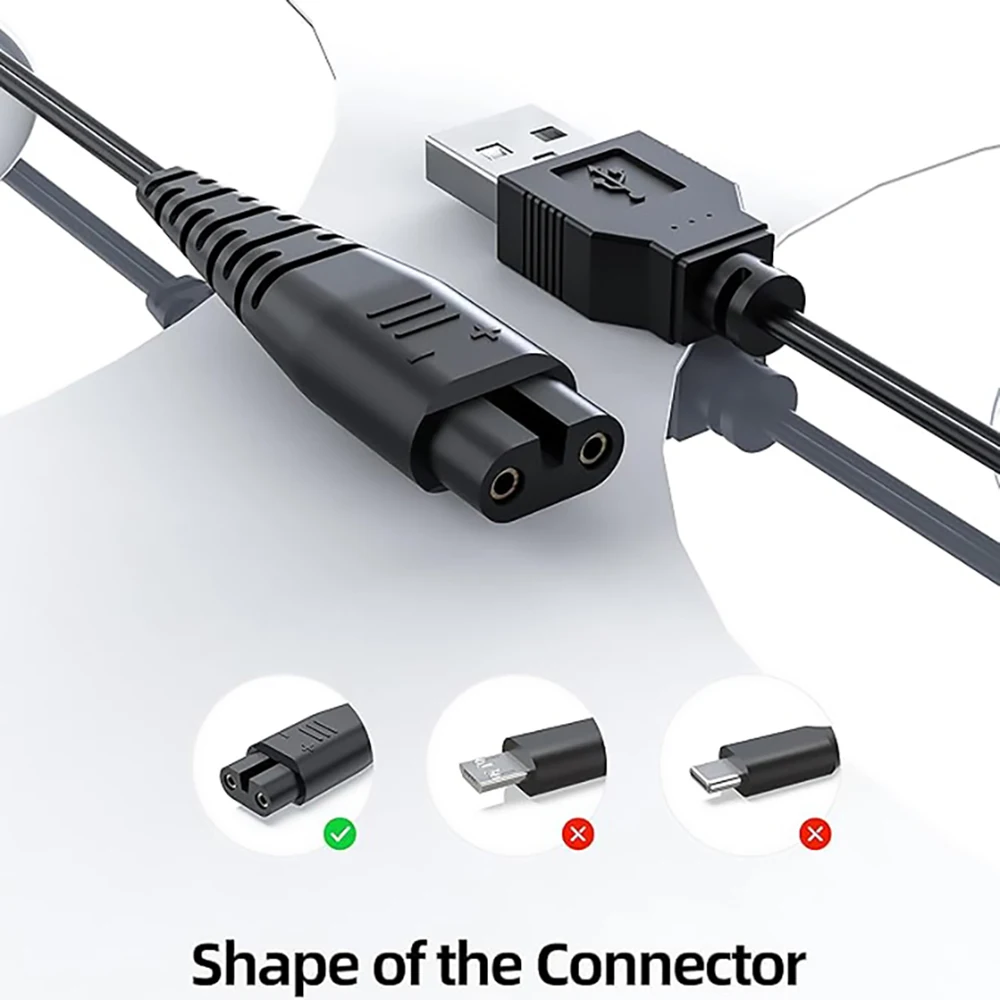 Cable de Carga USB de 1.5m para Cortadora de Pelo y Afeitadora Hatteker RFC-598 RFC-588 RFC-690 RSCX-7568, Cable de Alimentación de 5V