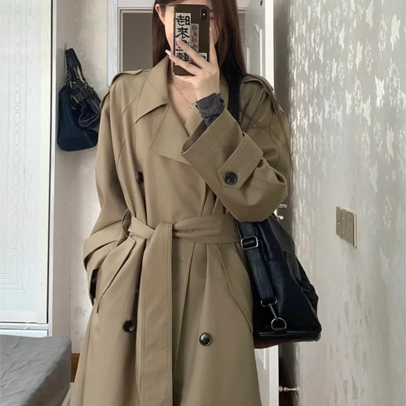 Khaki Trench Coat Women's Mid-Length New Small Thin Overcoat